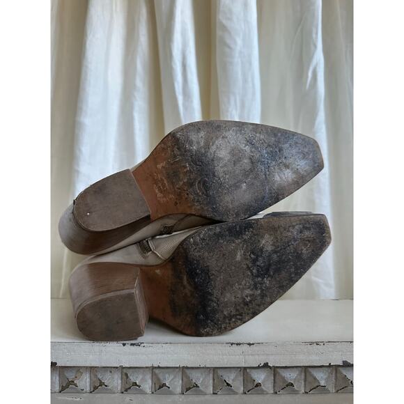 Free People Brayden Western Boots  Leather Pewter Tip Ivory Bone sz 39, Italy - Picture 6 of 13